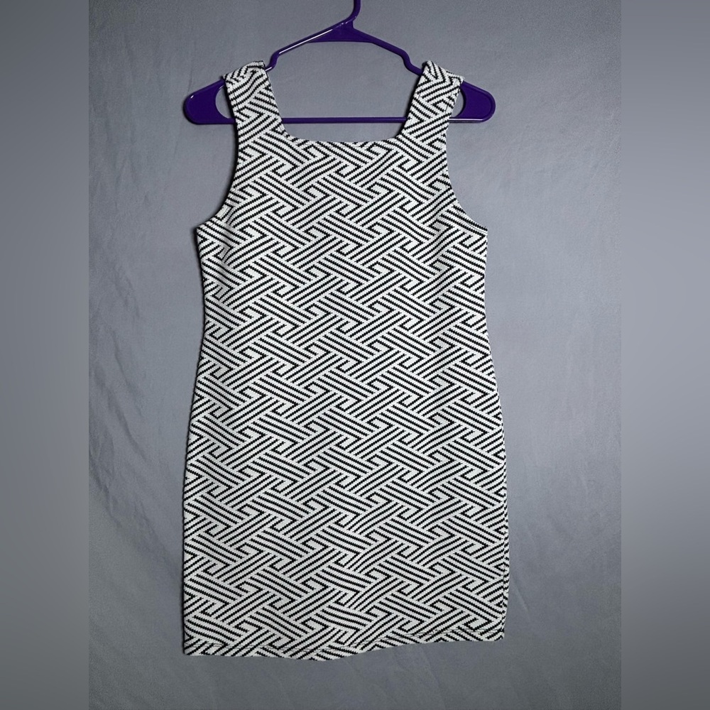 Topshop Black and White Geometric Mini Dress
